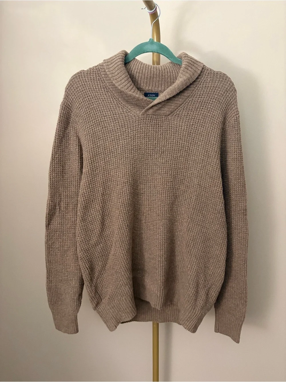 J. Crew Men's Turtleneck Waffle Knit Sweater in Taupe